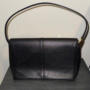 Vintage Burberry Black Leather Shoulder Bag
